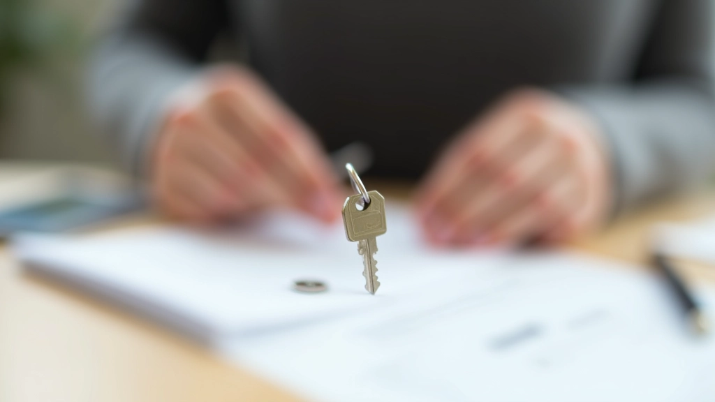 Mains tenant des clés de maison neuves avec document de prêt hypothécaire signé