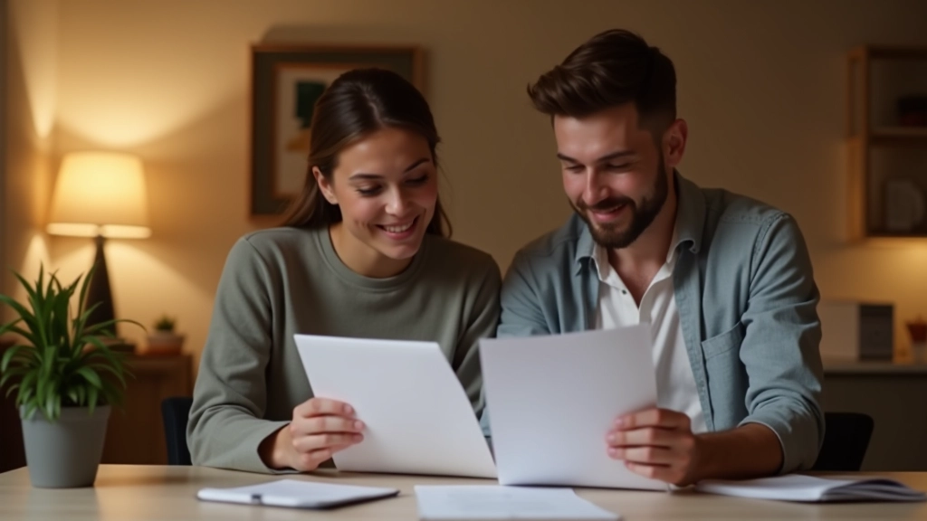 Couple regardant des documents financiers